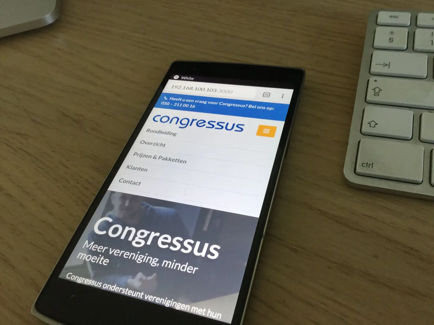 UI-detail van het Congressus project