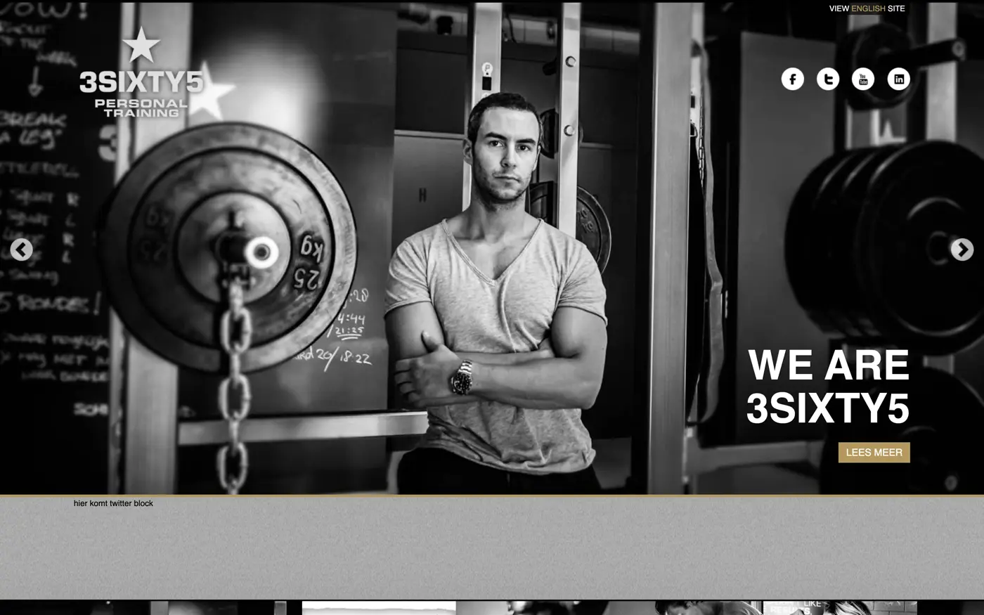 Desktopweergave van de 3SIXTY5 Personal Training website