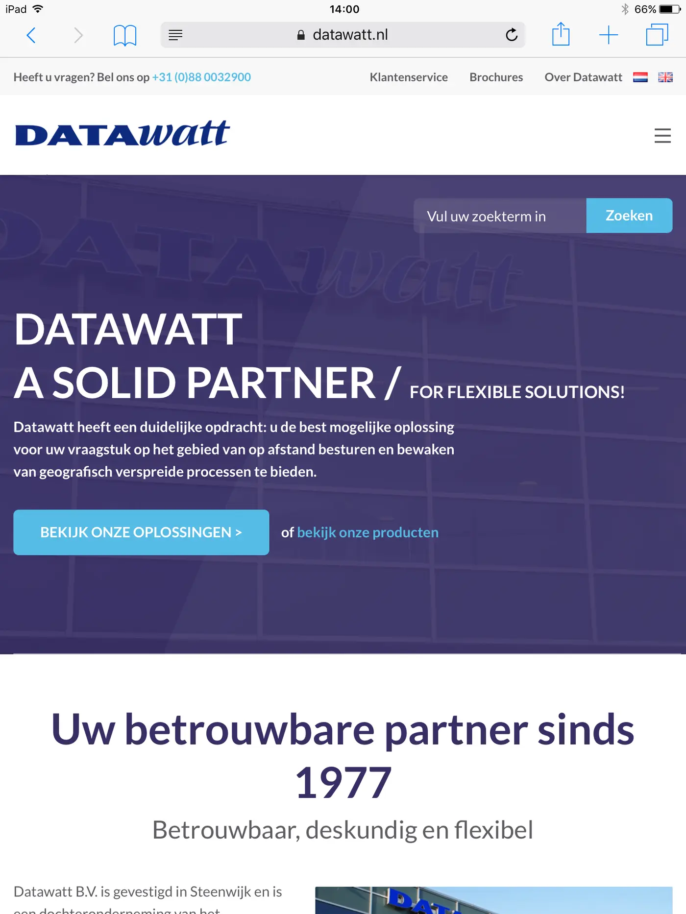 Responsieve mobiele weergave van DataWatt