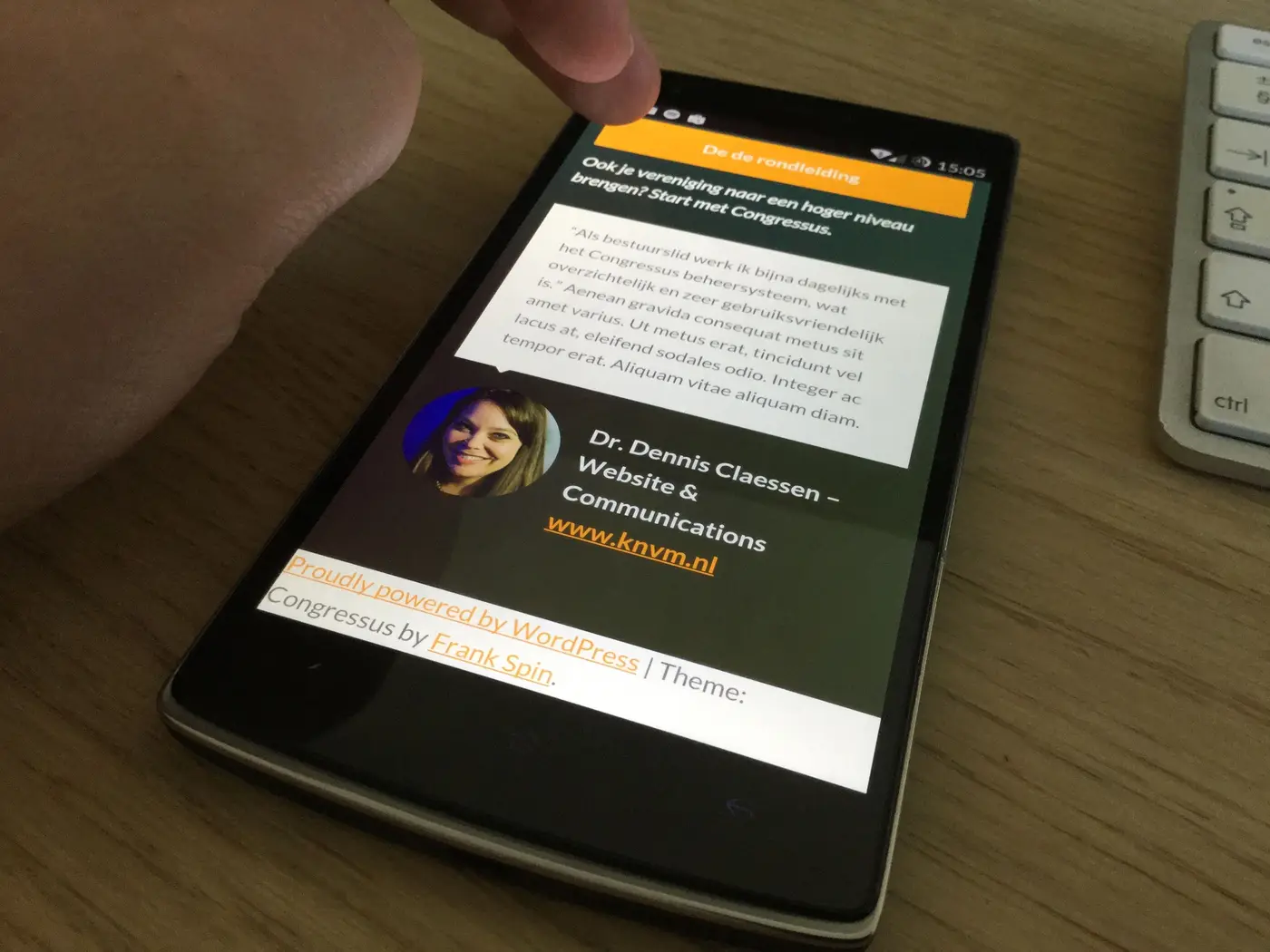 UI-detail van het Congressus project