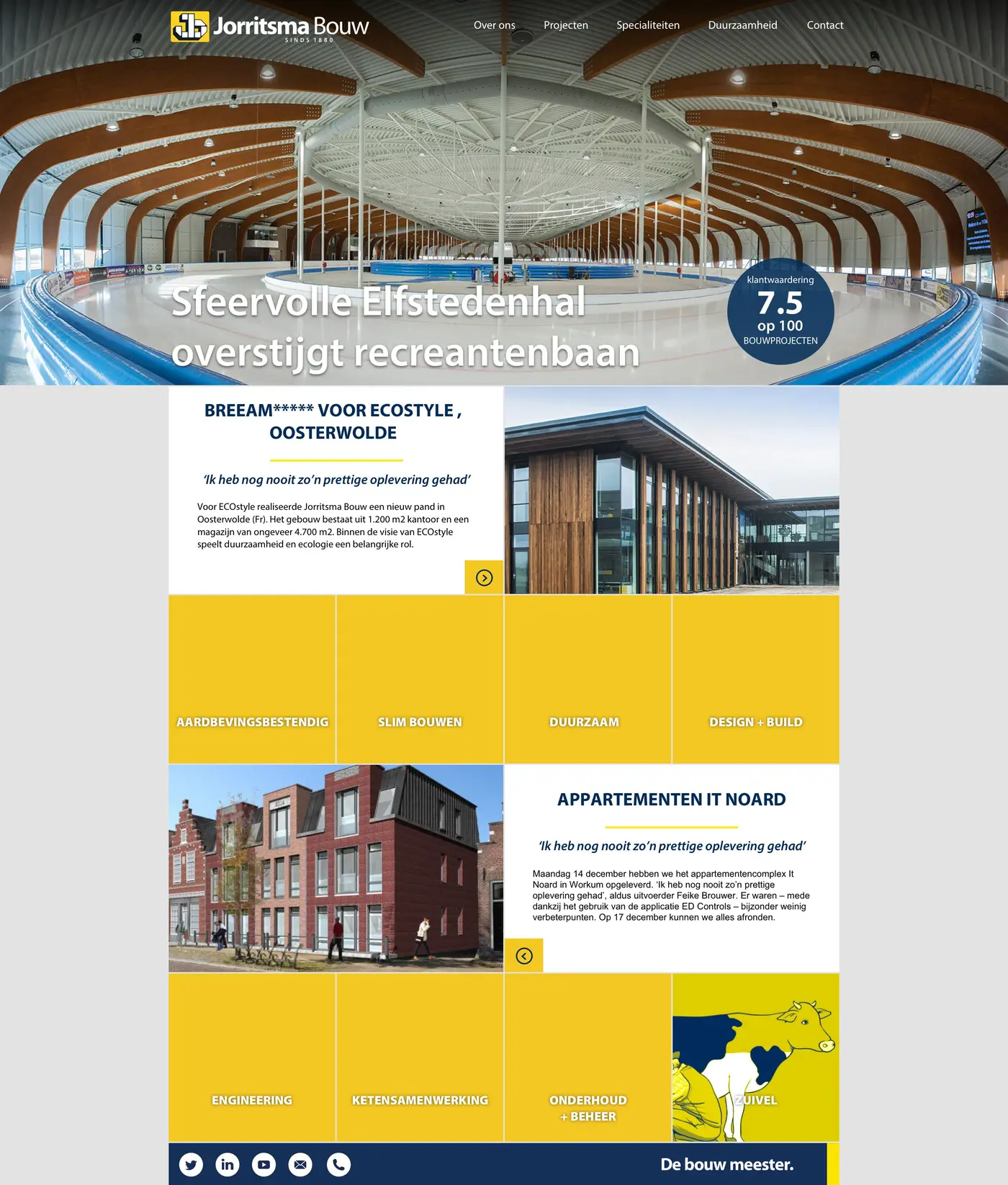 Mobiele weergave van de Jorritsma bouw website