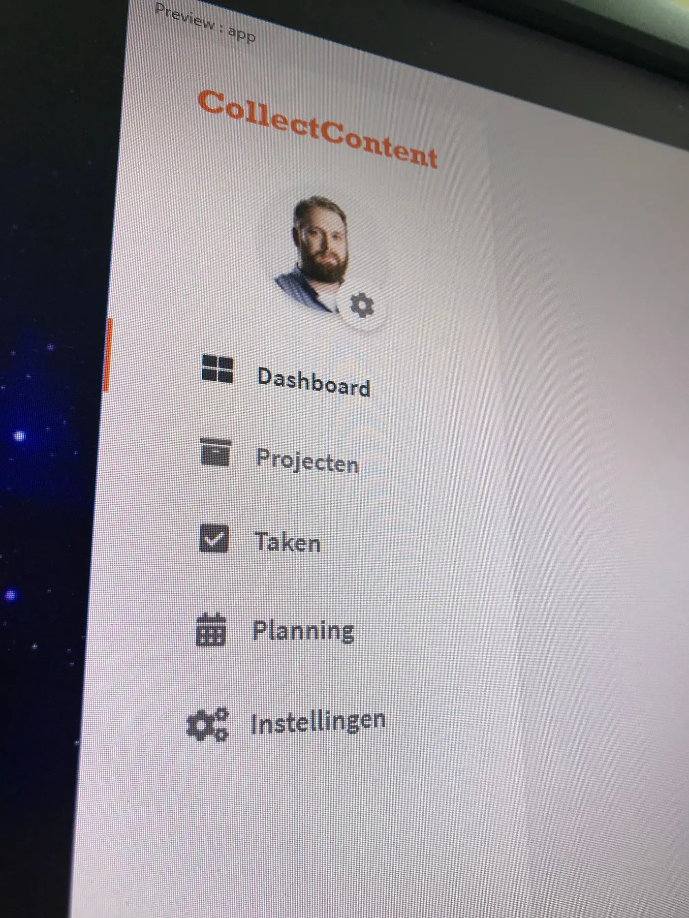 Sidebar menu  - CollectContent