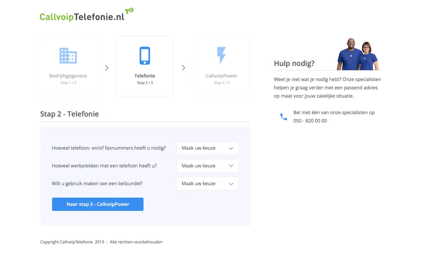Wide screenshot of CallVoip telefonie