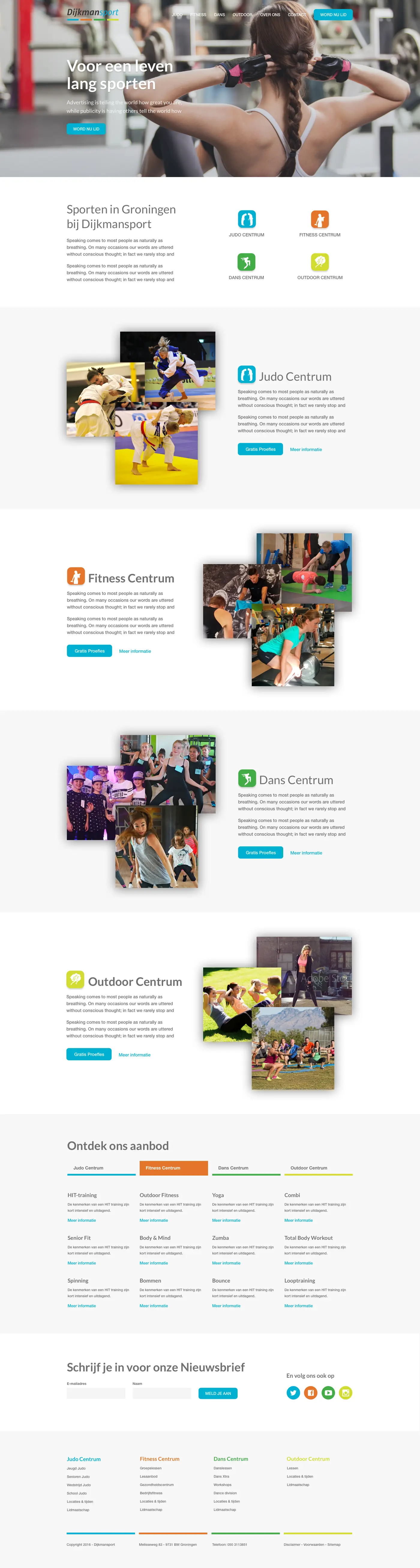 Complete page layout for Dijkmansport