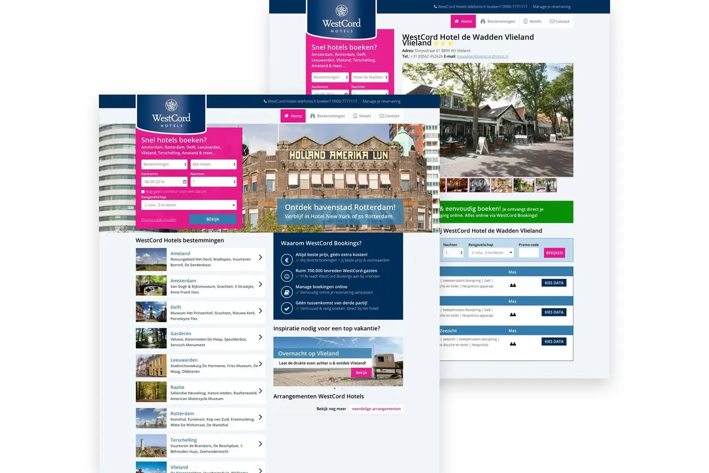 Schermafbeelding van Westcord Booking