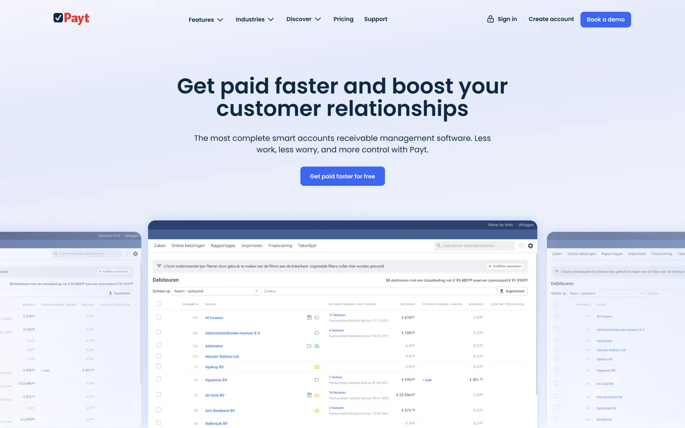 Desktop layout for Payt Software