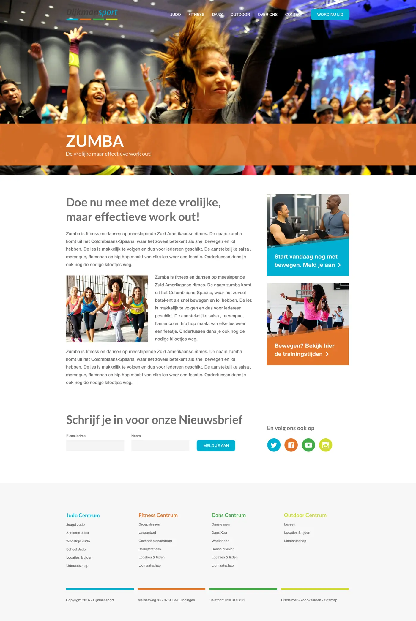 Extended page view of the Dijkmansport site