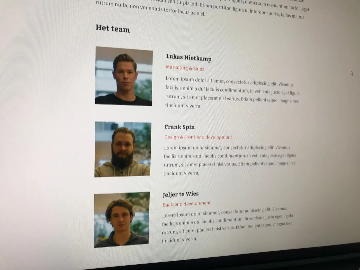 Team members  - CollectContent