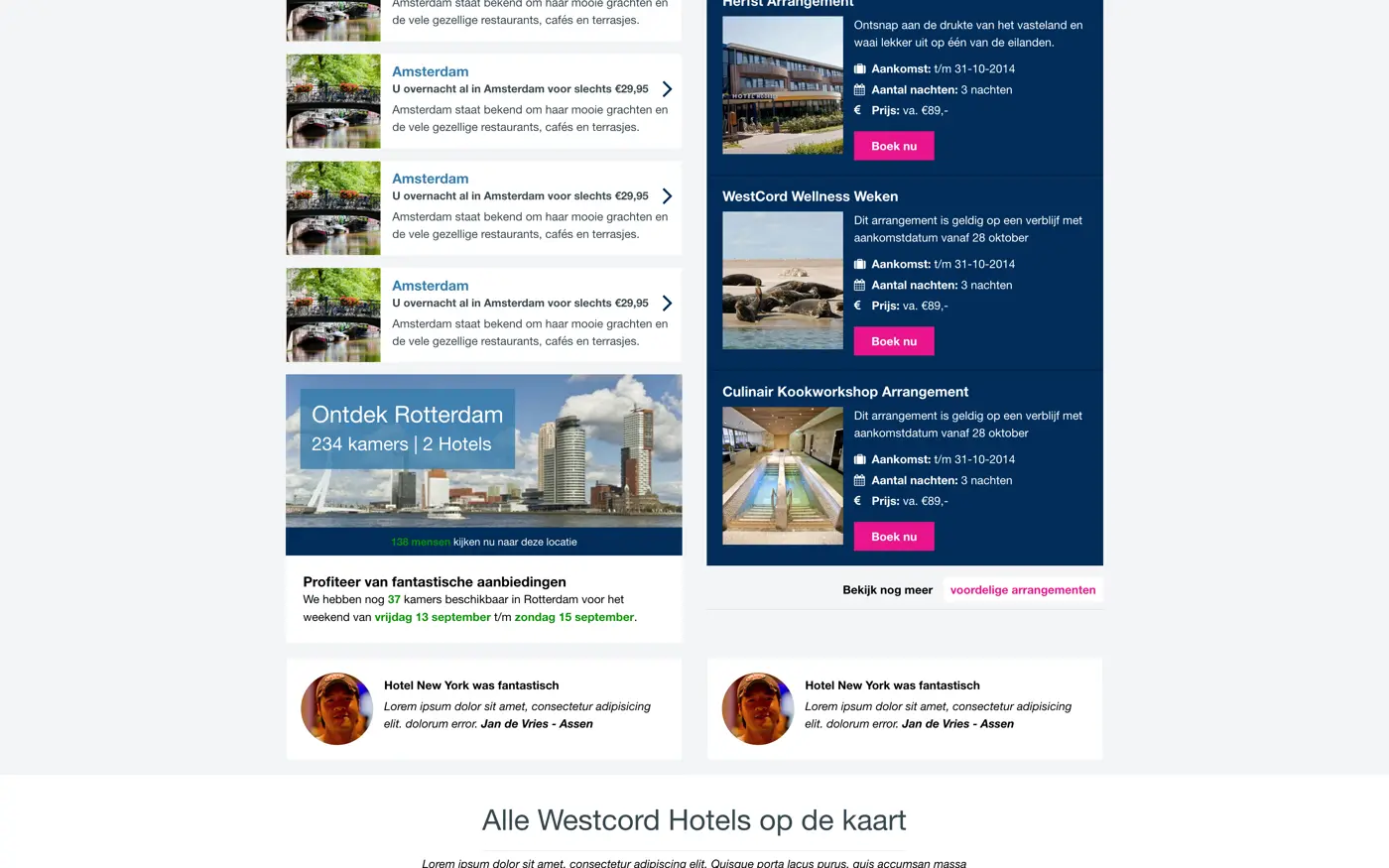 Breed screenshot van Westcord Booking