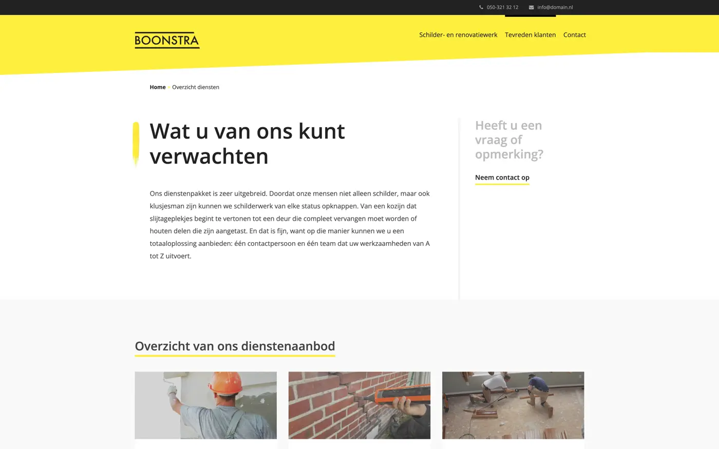 Desktopweergave van de Boonstra website