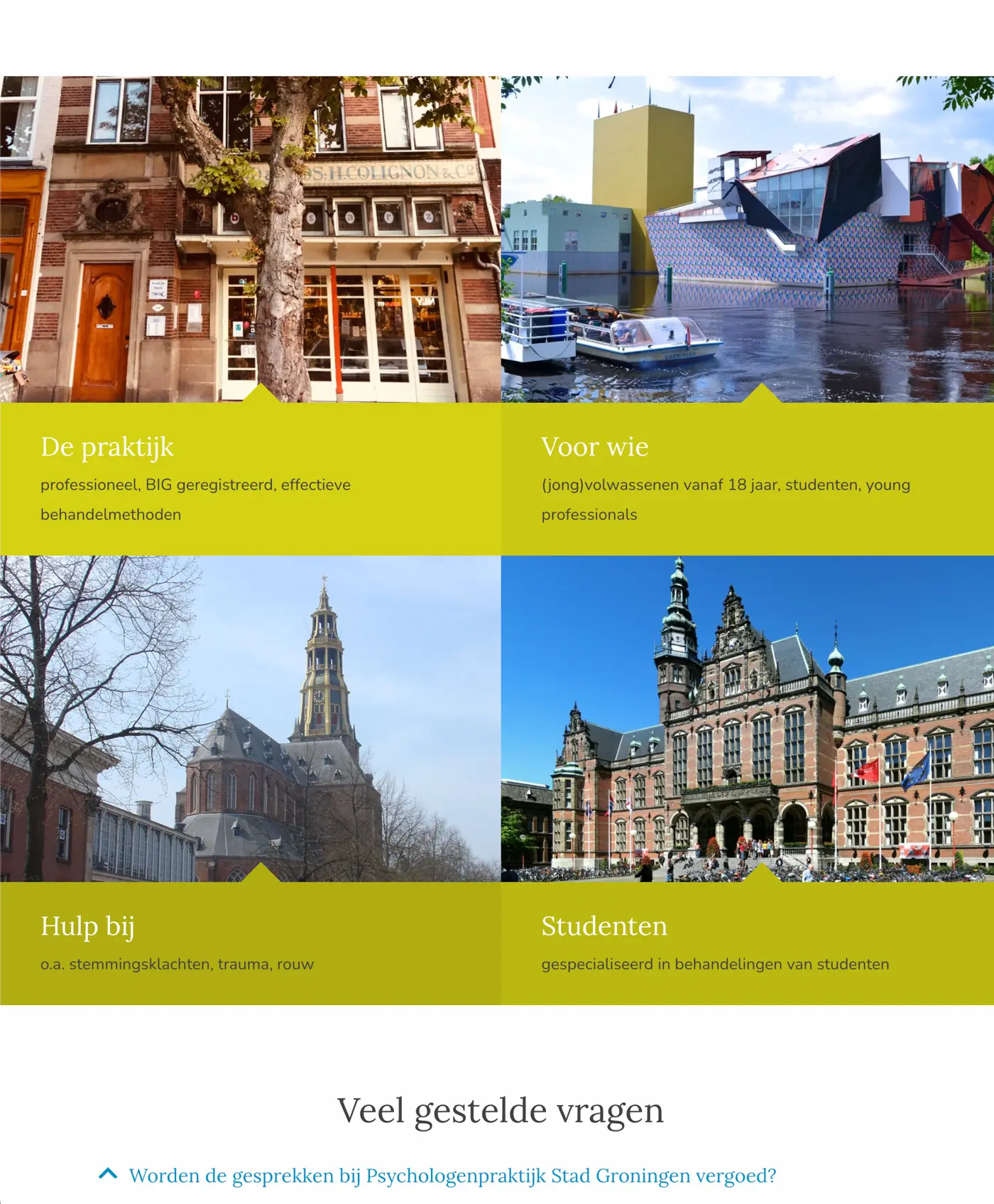 Mobiele weergave van de Pyschologenpraktijk Groningen website