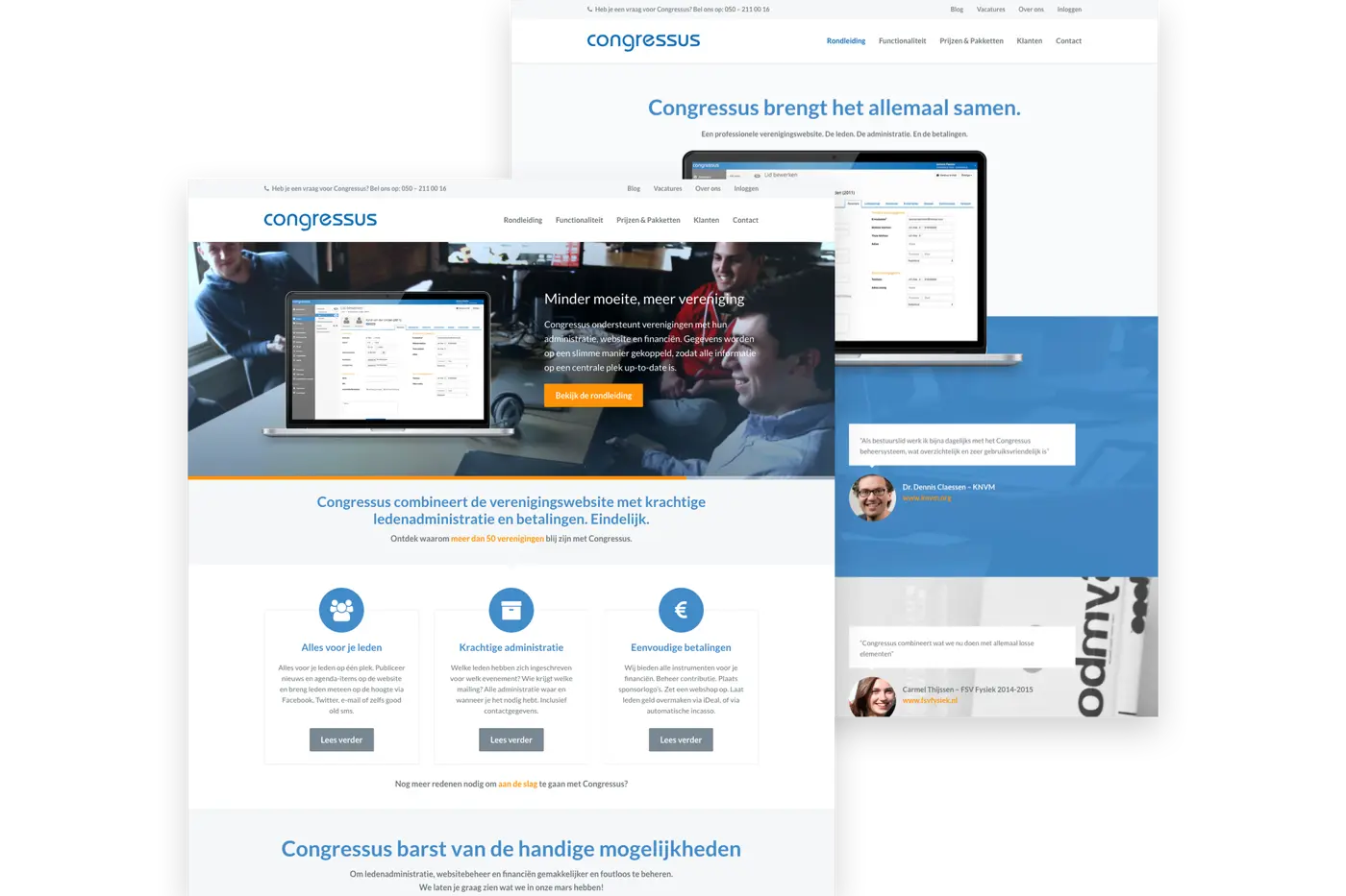 Interfacescreenshot van Congressus