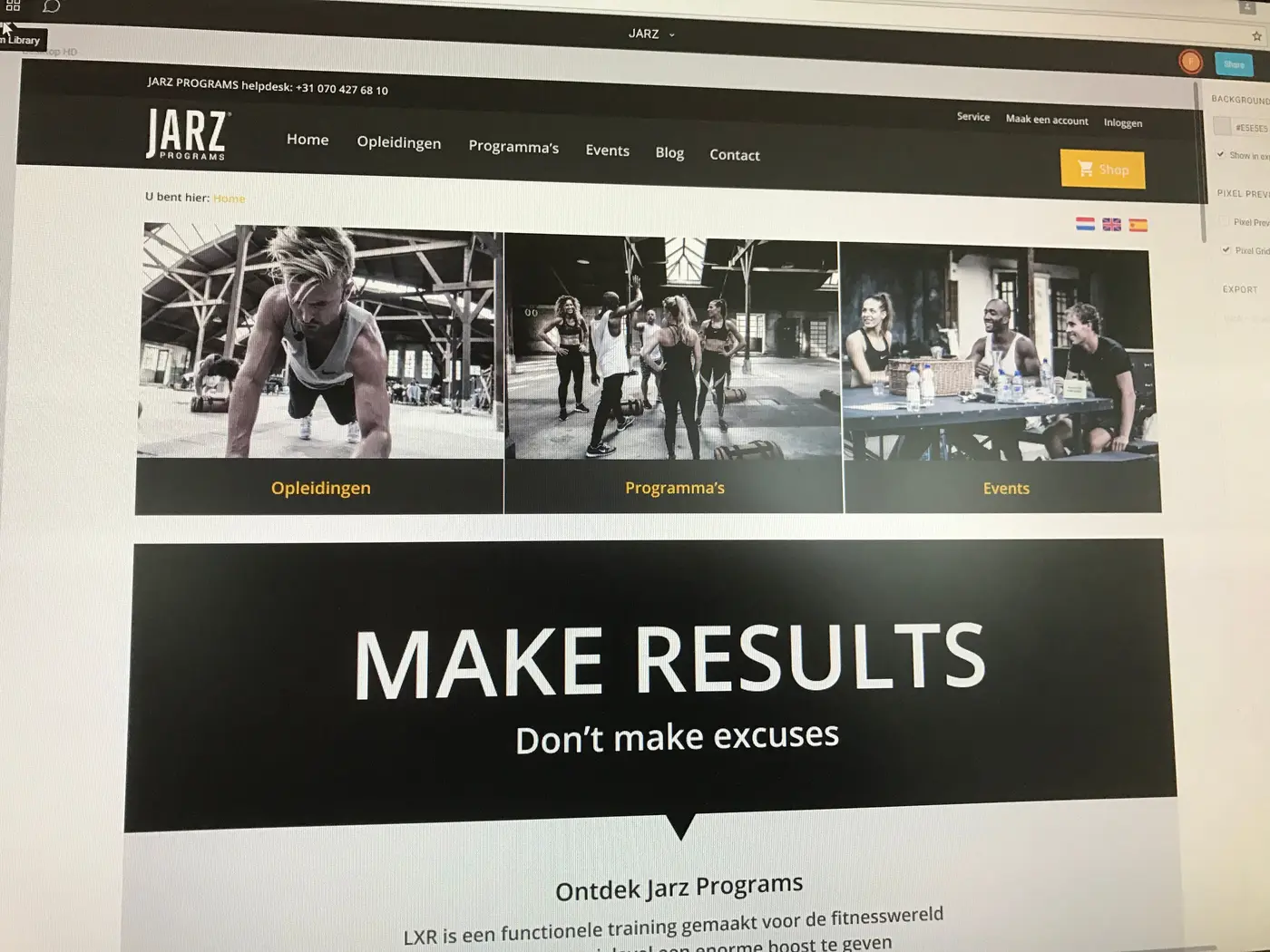 Screenshot van de Jarz website