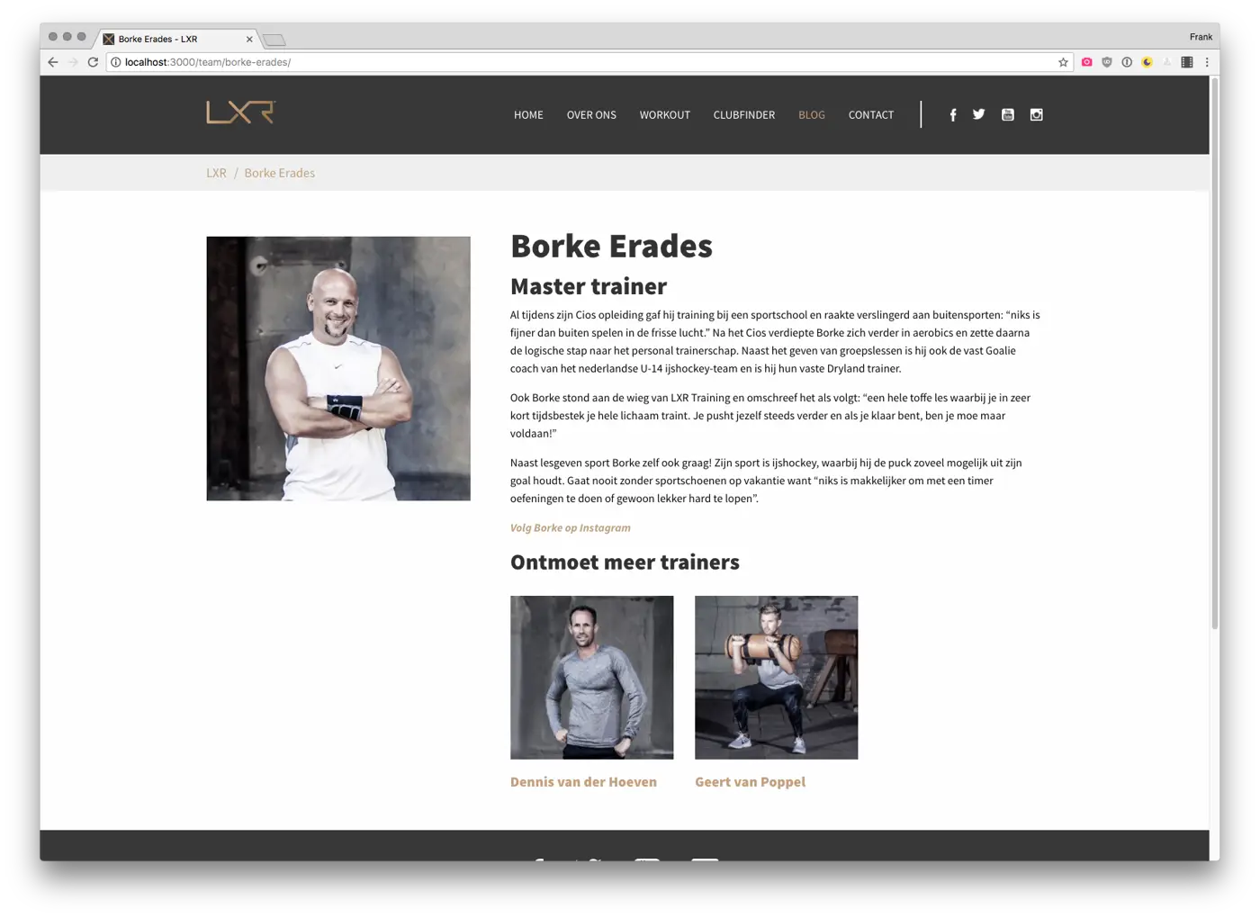 Screenshot of the LXR website