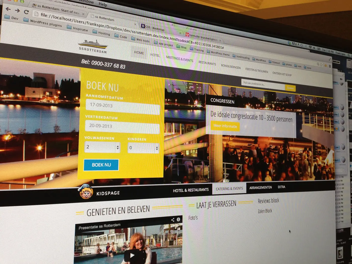 Screenshot van de SS Rotterdam website
