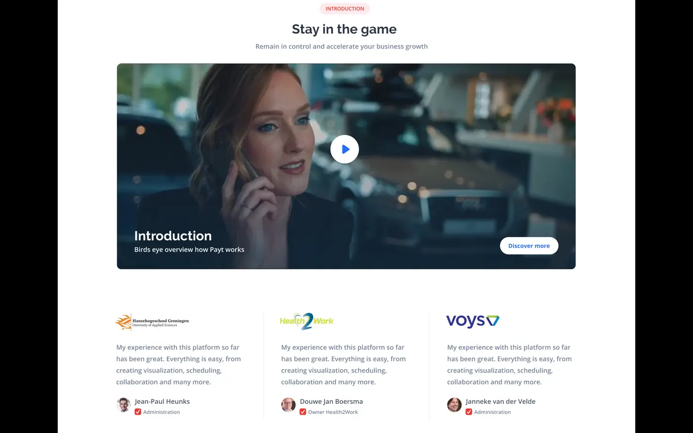 Desktop view of the Payt Software website