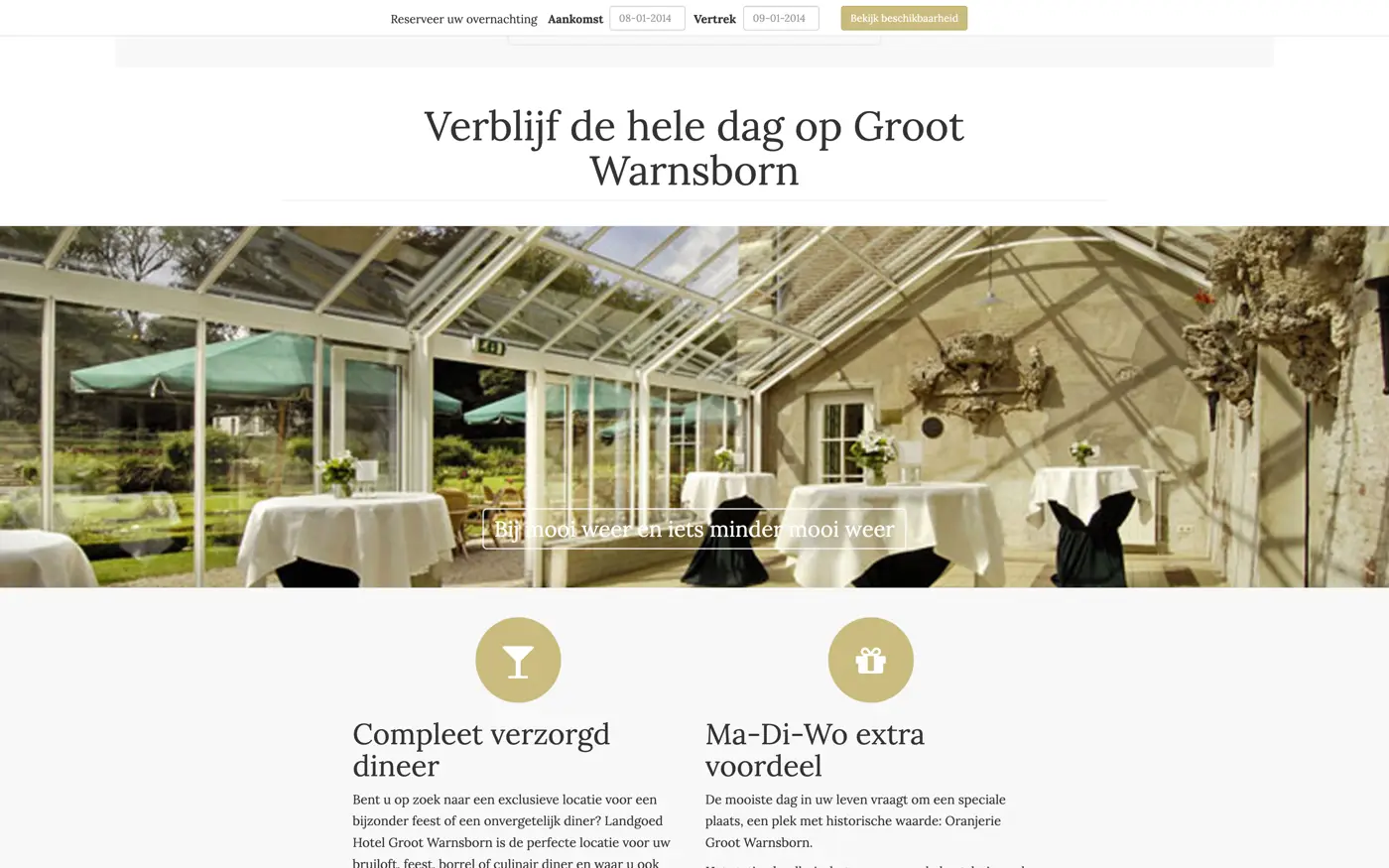 Desktopweergave van de Groot Warnsborn website
