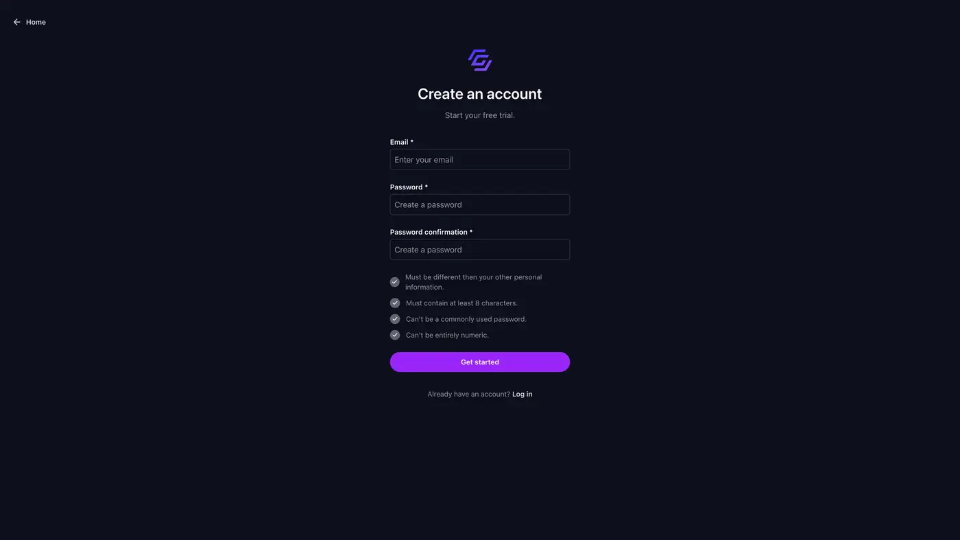 GitlabHost Dashboard screenshot: /auth/signup/create-account/