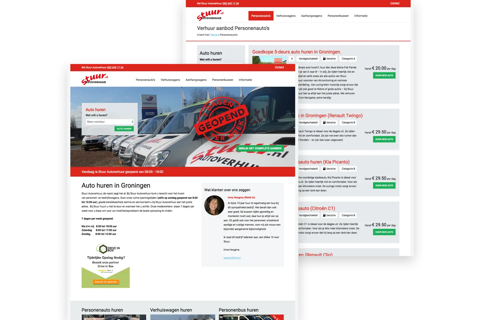 Main preview of the Stuur autoverhuur project