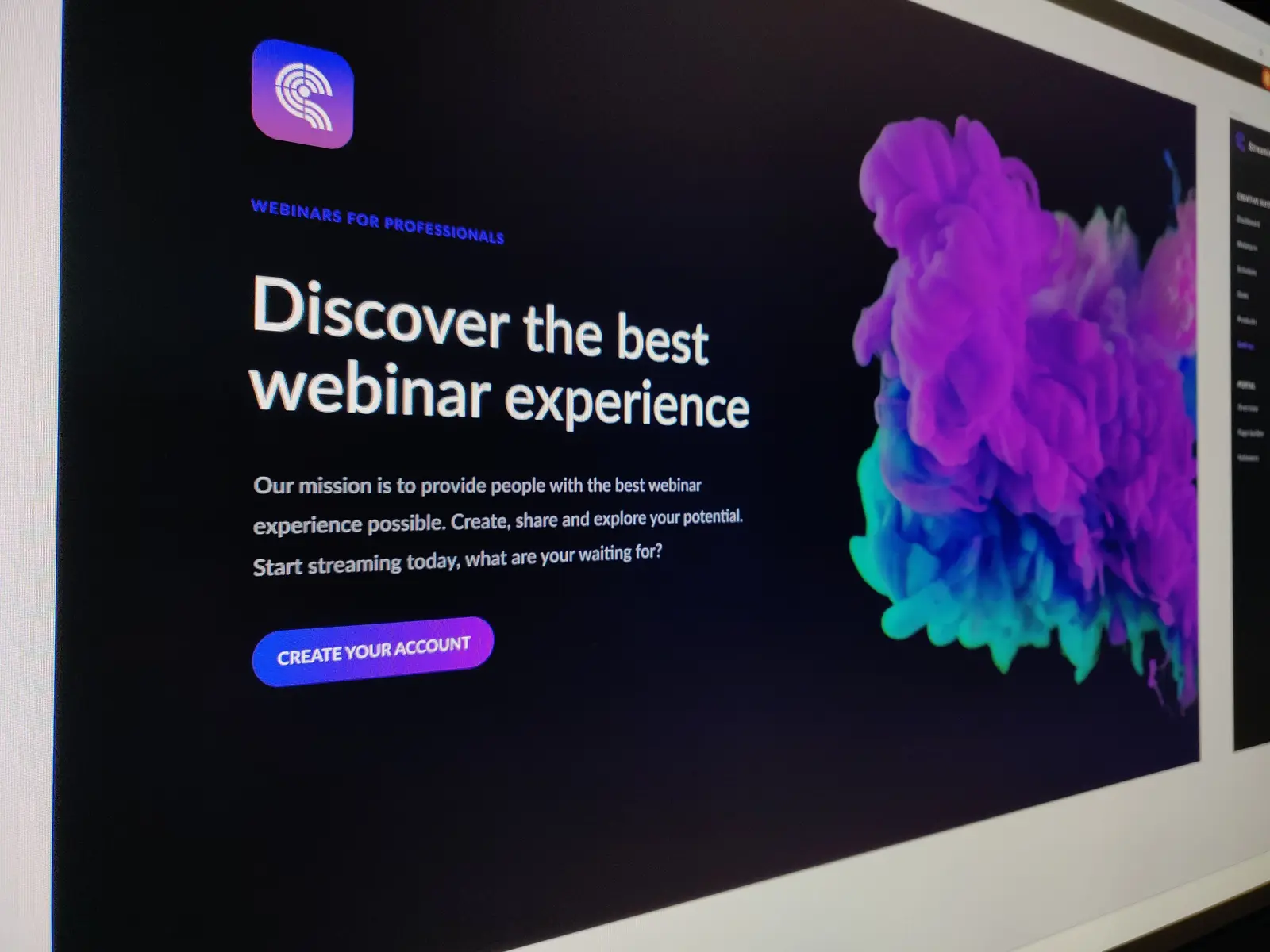 Concept for Streaminar homepage