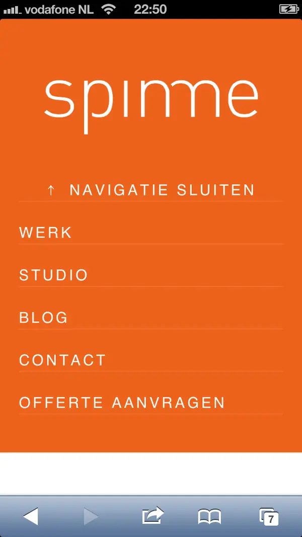 Scrollweergave van een Spinme pagina