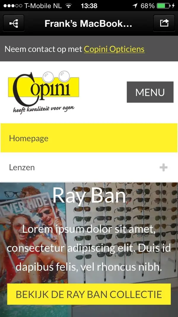 Complete page layout for Copini
