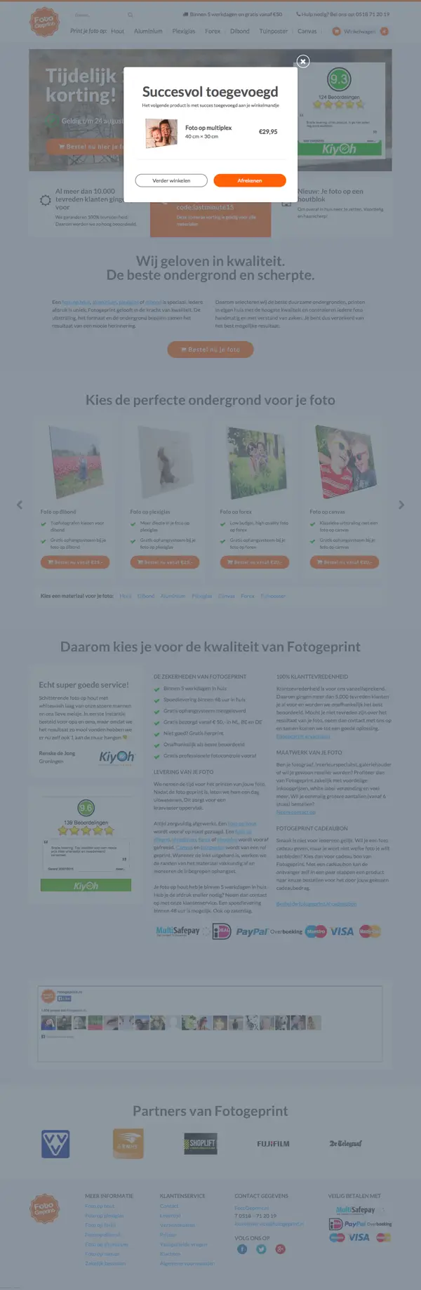 Full page design of the Fotogeprint website