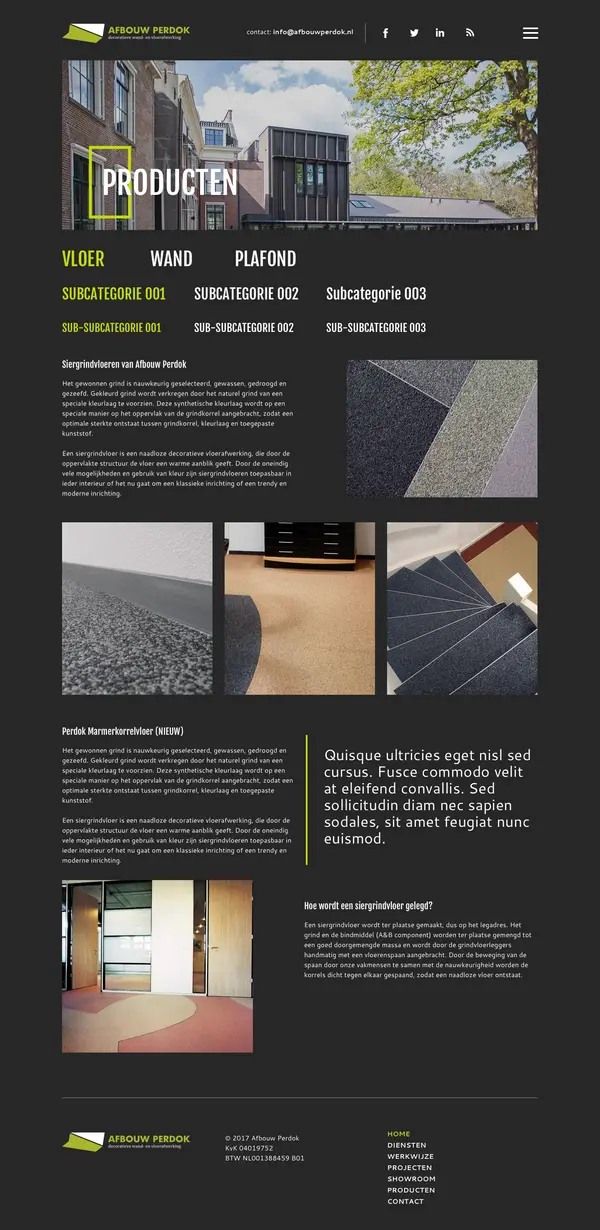 Extended page view of the Afbouw Perdok site