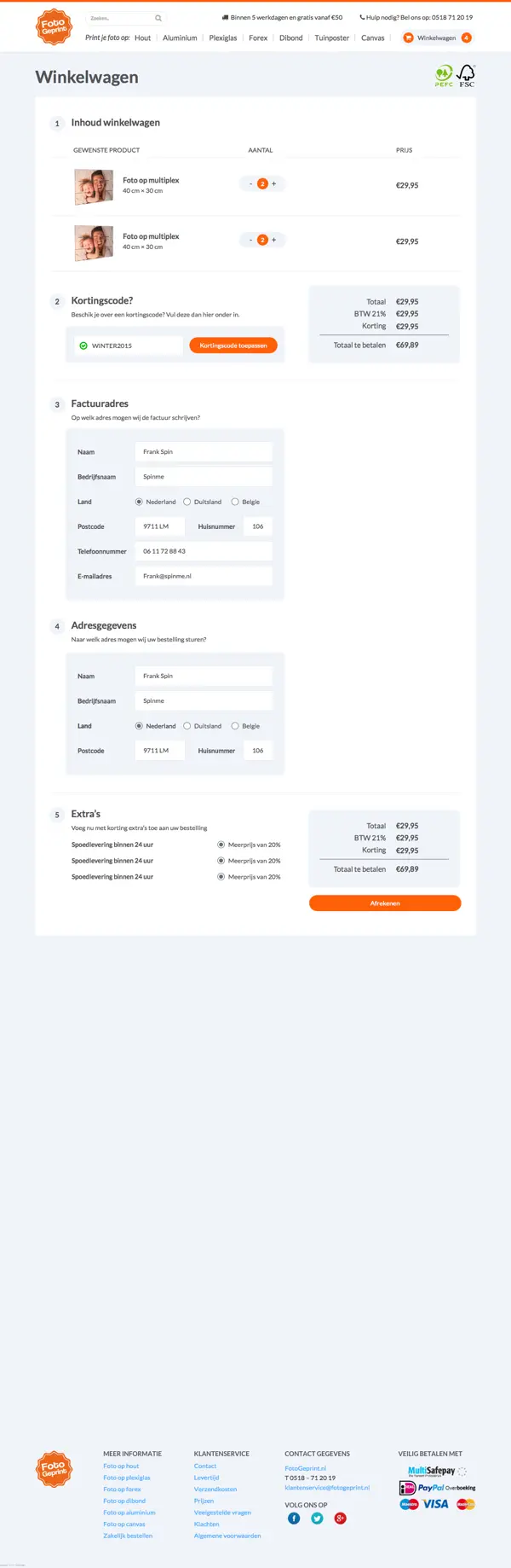 Complete page layout for Fotogeprint