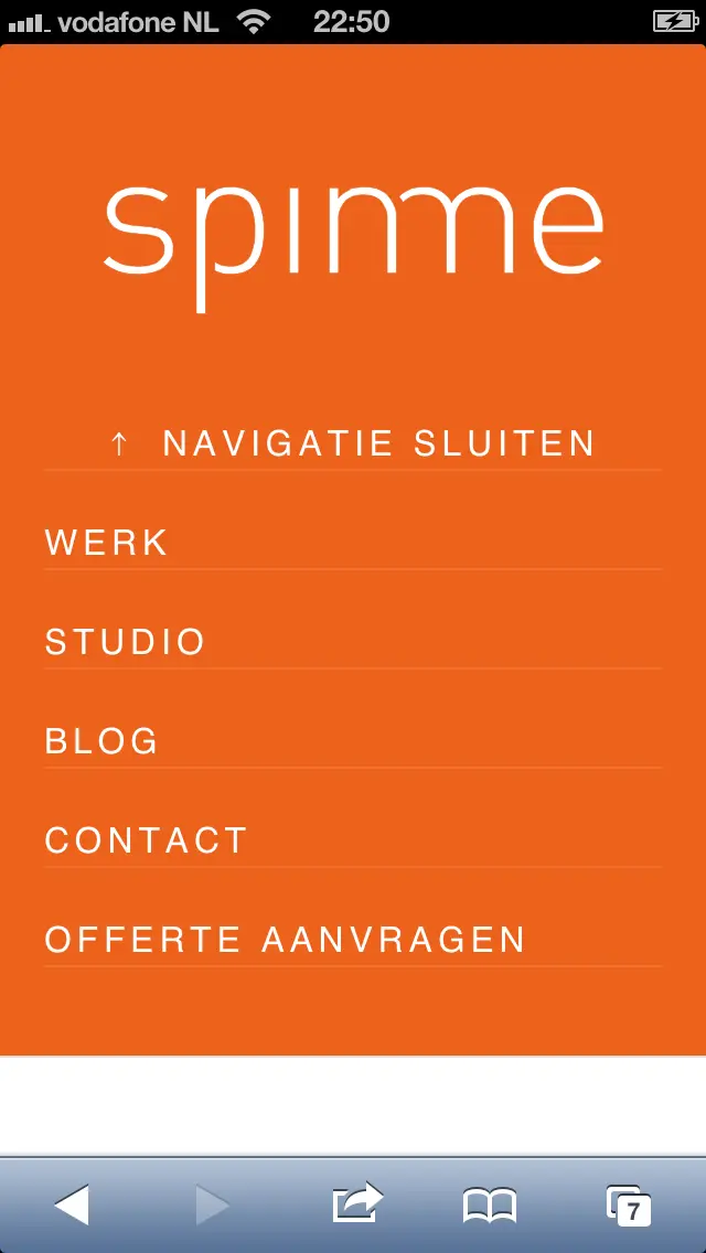 Scrollweergave van een Spinme pagina