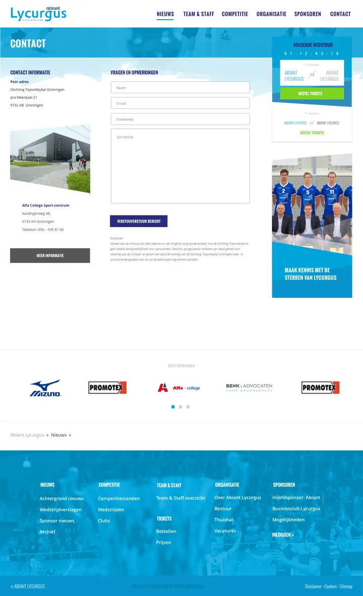Full page design of the Lycurgus website