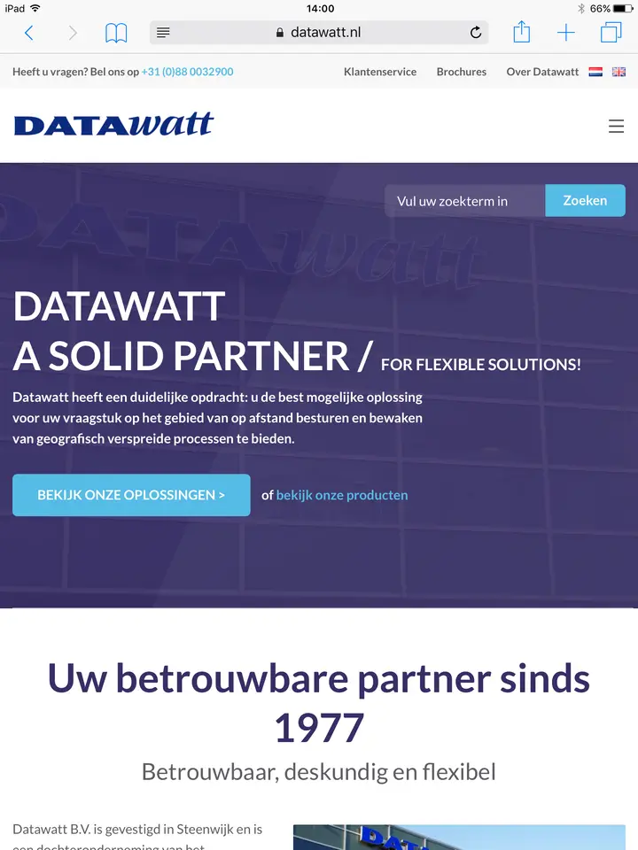 Responsieve mobiele weergave van DataWatt