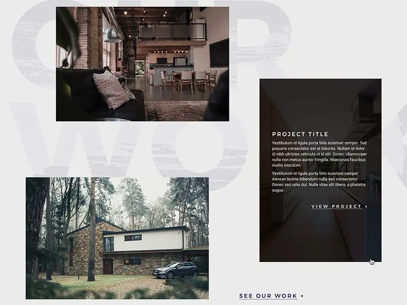 Veel wit ruimte houdt het rustig. Ontwerp door Alex Parent