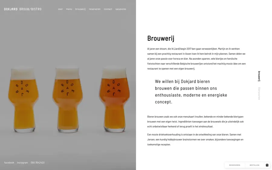 Desktopweergave van de Dokjard website