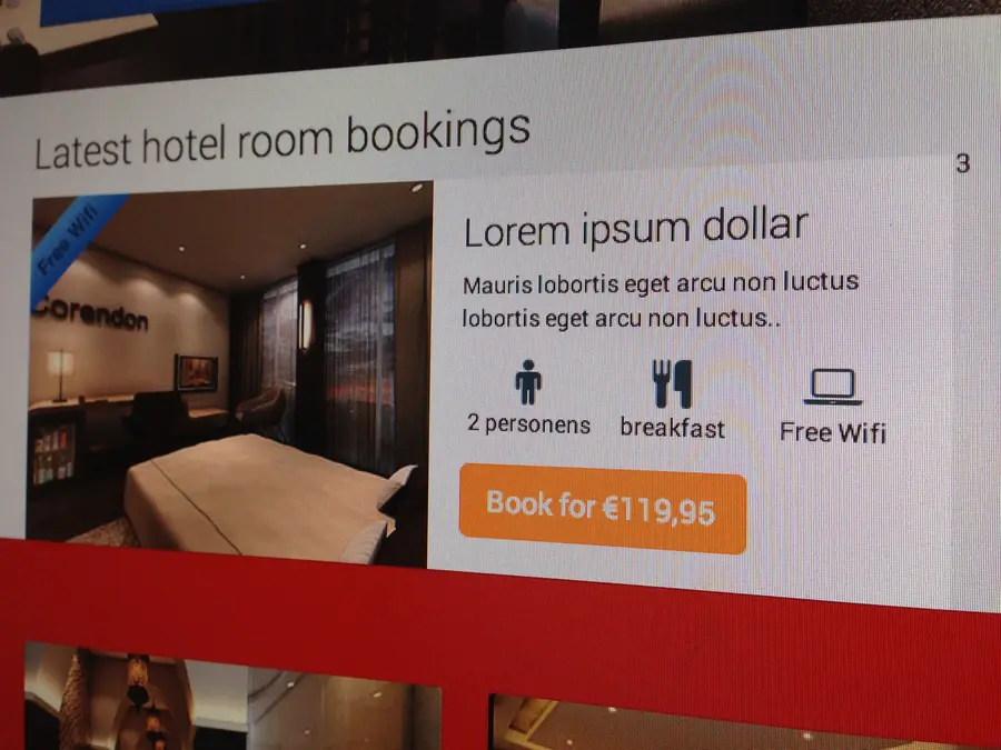 UI detail from the Corendon Hotels project
