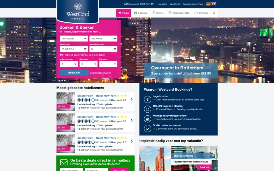 Desktop view of the Westcord website