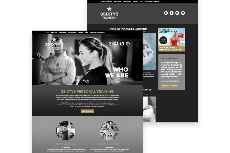 Interface screenshot of 3SIXTY5 Personal Training