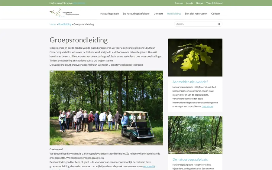 Desktop layout for Natuurbegraafplaats Hillig meer