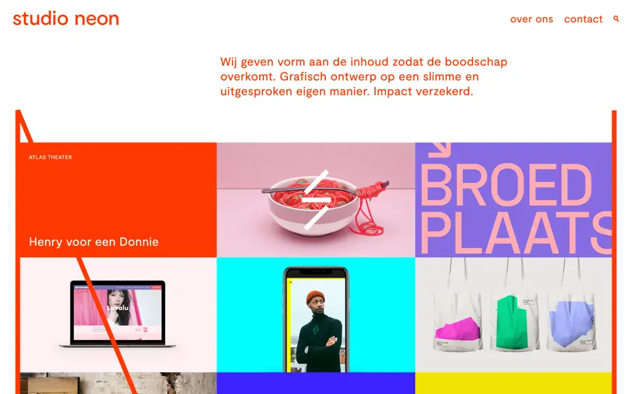 Desktopweergave van de Studio Neon website