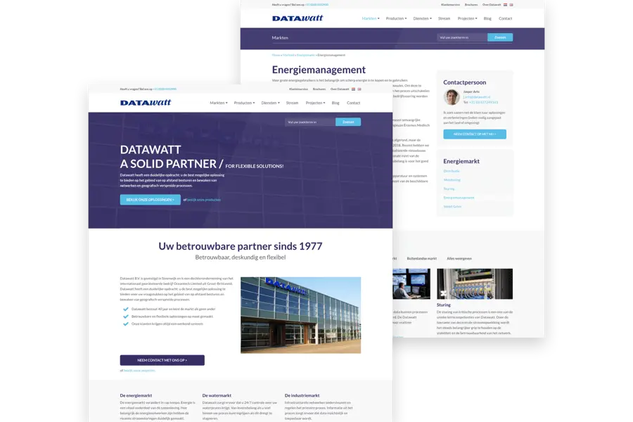 Screenshot van de DataWatt website