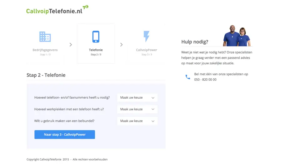 Wide screenshot of CallVoip telefonie