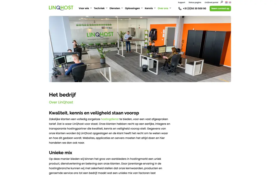 Wide screenshot of Linqhost