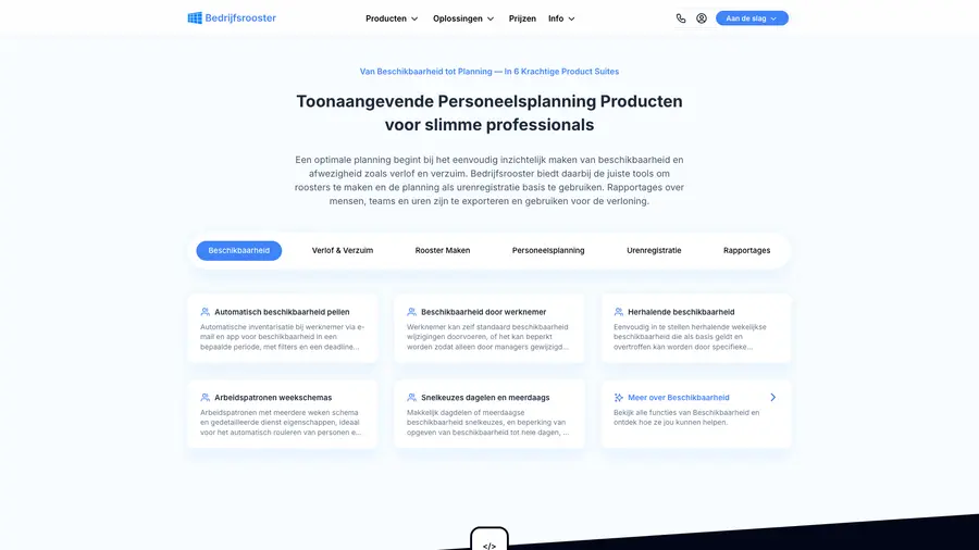 Feature deep-dive — Bedrijfsrooster