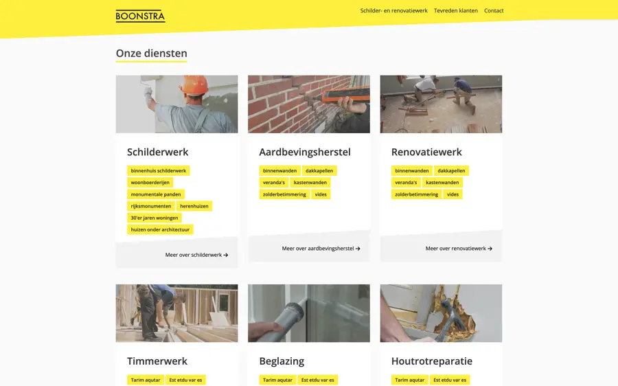 Desktop view of the Boonstra website