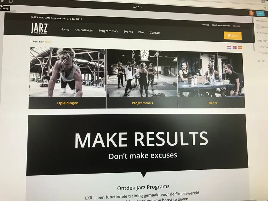 Screenshot van de Jarz website