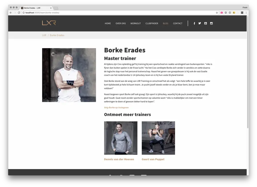 Screenshot of the LXR website