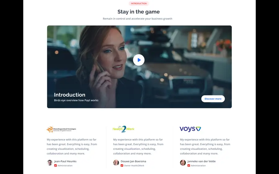 Desktop view of the Payt Software website