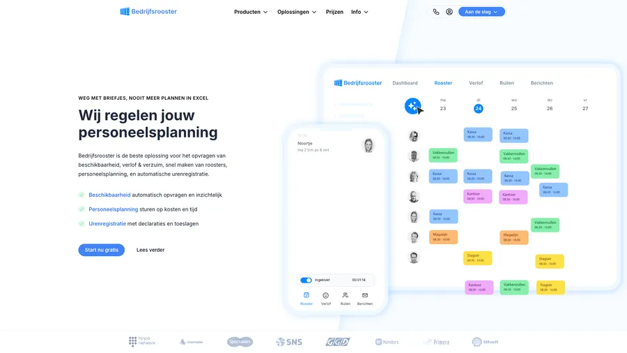 Bedrijfsrooster homepage